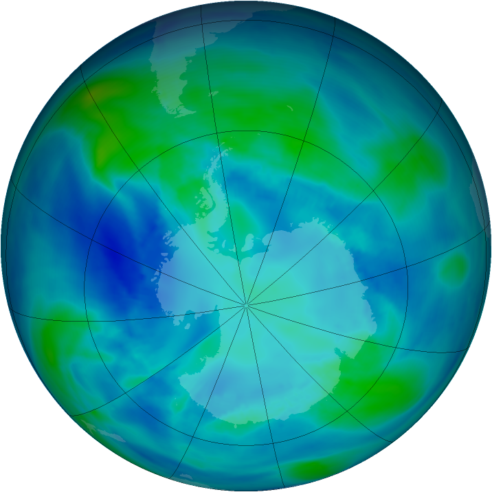 Antarctic ozone map for 15 April 2007